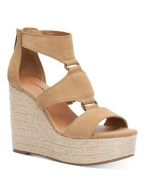 Lucky Brand Women’s Rillyon Platform Wedge Heels Tan Size 8.5